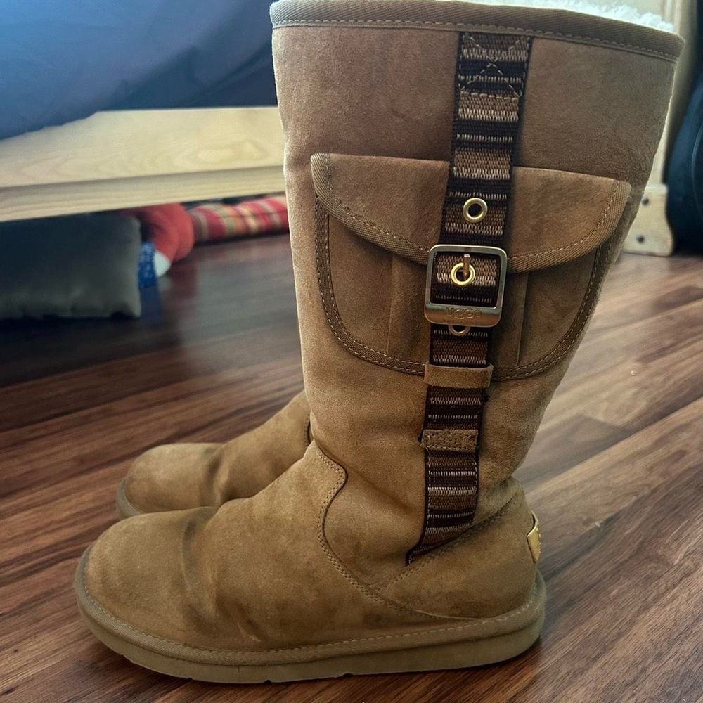 UGG size 8, cute buckle and pocket details tall boot.